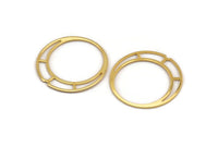 Gold Earring Charm, 2 Gold Plated Brass Round Earring Charms, Findings (39x1mm) D0592