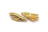 Gold Hand Charm, Gold Plated Brass Hand Charms With 1 Loop, Pendants, Earrings, Findings (37x15mm) N1055