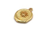 Gold Flower Charm, Gold Plated Brass Flower Charm With 1 Loop, Pendants, Findings (16x18mm) N0888