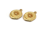 Gold Flower Charm, Gold Plated Brass Flower Charm With 1 Loop, Pendants, Findings (16x18mm) N0888
