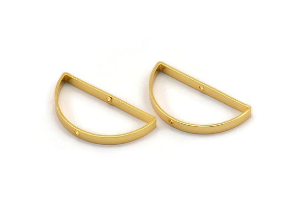 Gold Half Moon, 4 Gold Plated Brass Semi Circle Connectors With 2 Holes (15x30x3x0.80mm) BS 1742