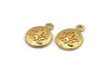 Lotus Flower Charm, 4 Gold Plated Brass Lotus Flower Charms, With 1 Loop, Earrings, Findings (10mm) N0880