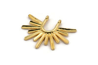 Gold Sun Pendant, Gold Plated Brass Textured Sunshine Charm With 2 Loops (32x24mm) N0814