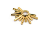 Gold Badge Charm, Gold Plated Brass Rosette Charm, Pendants, Earrings, Findings (33x20mm) N0946