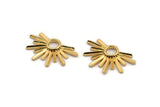 Gold Badge Charm, Gold Plated Brass Rosette Charm, Pendants, Earrings, Findings (33x20mm) N0946