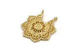 Gold Ethnic Charm, Gold Plated Brass Ethnic Charm With 2 Loops, Earrings, Findings, Pendants (31x28mm) N0836