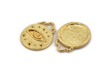 Round Eye Pendant, Gold Plated Brass Round Eye Charm Pendant, Earrings, Findings (28x23mm) N0878