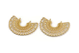 Gold Ethnic Pendant, Gold Plated Brass Ethnic Motif Pendant With 2 Loops, Findings, Earrings, Charms (56x20mm) N0871