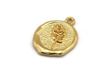 Gold Leaf Charm, Gold Plated Brass Leaf Charm With 1 Loop, Pendants, Findings (16x18mm) N0890