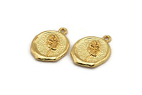 Gold Leaf Charm, Gold Plated Brass Leaf Charm With 1 Loop, Pendants, Findings (16x18mm) N0890