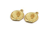 Gold Leaf Charm, Gold Plated Brass Leaf Charm With 1 Loop, Pendants, Findings (16x18mm) N0890