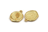 Gold Leaf Charm, Gold Plated Brass Leaf Charm With 1 Loop, Pendants, Findings (16x18mm) N0890