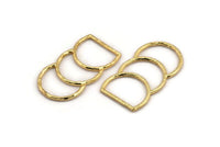 D Shape Connector, Gold Plated Brass D Shape Charm, Connectors, Rings (46x25x2mm) N0964