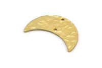 Gold Moon Charm, 2 Hammered Gold Plated Brass Moons With 2 Holes, Necklace Horn Charm (26x10x1mm) N0975