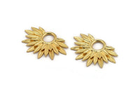 Gold Sunflower Charm, Gold Plated Brass Flower Charm, Pendants, Earrings, Findings (38x24mm) N0947