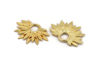Gold Sunflower Charm, Gold Plated Brass Flower Charm, Pendants, Earrings, Findings (38x24mm) N0947