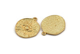 Gold Eye Charm, Gold Plated Brass Eye Charm With 1 Loop, Pendants, Earrings (25x21x1.5mm) N1076