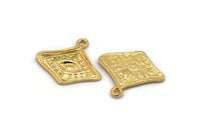 Gold Eye Charm, 2 Gold Plated Brass Eye Charms With 1 Loop, Pendants, Earrings (21x19x1.5mm) N1075