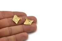 Gold Eye Charm, 2 Gold Plated Brass Eye Charms With 1 Loop, Pendants, Earrings (21x19x1.5mm) N1075