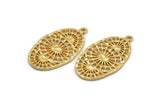 Gold Oval Pendant, 2 Gold Plated Brass Oval Pendants With 1 Loop, Earrings, Findings (29x16x1mm) N1094