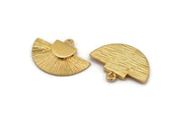 Gold Badge Charm, Gold Plated Brass Rosette Charm Pendant With 1 Loop, Earrings, Findings (25x15mm) N0789