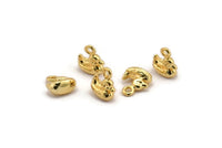 Gold Duck Charm, 6 Gold Plated Brass Duck Charm With 1 Loop, Findings (8mm) N0895