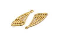 Gold Wing Charm, 4 Gold Plated Brass Wing Charms With 1 Loop, Earrings, Pendants (31x11x1mm) N1087