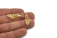 Gold Wing Charm, 4 Gold Plated Brass Wing Charms With 1 Loop, Earrings, Pendants (31x11x1mm) N1087