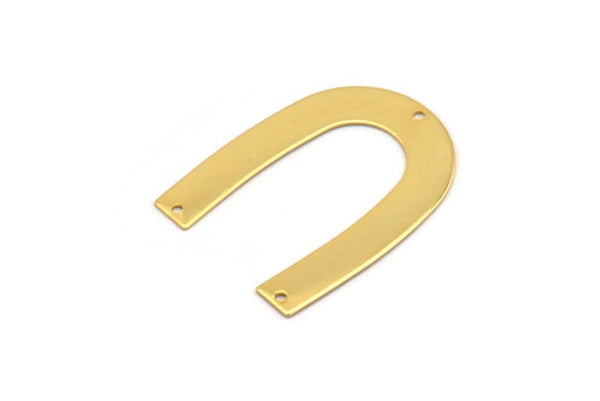 Gold Geometric Charm, 2 Gold Plated Brass U Shaped Pendants With 3 Holes, Charms, Findings (35x27x0.50mm) D0614