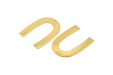 Gold Geometric Charm, 2 Gold Plated Brass U Shaped Pendants With 3 Holes, Charms, Findings (35x27x0.50mm) D0614