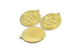 Brass Oval Charm, Raw Brass Oval Charm With 1 Loop, Cloud Findings, Moon And Star Findings (29.5x23x1.5mm) N2167