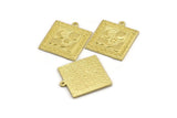 Brass Square Charm, Raw Brass Square Charm With 1 Loop, Cloud Findings, Moon And Star Findings (25.5x22.5x1.5mm) N2176