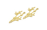 Brass Leaf Charm, 12 Raw Brass Branch Charms With 1 Loop, Charm Pendants (42x23x0.60mm) A5385