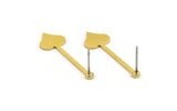 Brass Heart Earring, 12 Raw Brass Spade Stud Earrings, Stamping Blanks (30x9x0.80mm) M02042