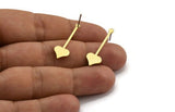 Brass Heart Earring, 12 Raw Brass Spade Stud Earrings, Stamping Blanks (30x9x0.80mm) M02042