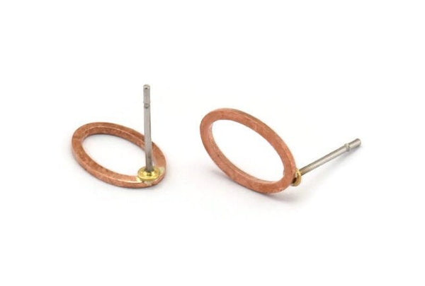 Copper Oval Earring, 8 Raw Copper Oval Stud Earrings, Stamping Blanks (11x8x0.80mm) M02750 A5334