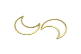 Brass Moon Charms, 12 Raw Brass Crescent Moon Charms With 2 Holes, Pendants, Earrings, Findings, Necklace Connectors (35x15x0.80mm) M03044