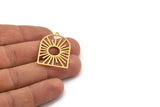 Brass Sun Charm, 6 Raw Brass Sun Shaped Charms With 1 Loop, Charm Pendants, Findings (34x24x0.60mm) A5205
