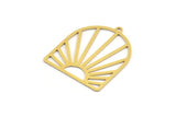 Brass Sun Charm, 6 Raw Brass Sun Shaped Charms With 1 Loop, Charm Pendants, Findings (33x28x0.60mm) A5226