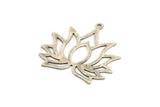 Lotus Flower Charm, 12 Antique Silver Plated Brass Lotus Flower Charms, With 1 Loop, Earrings, Findings (30mm) A1158 H0589