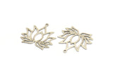 Lotus Flower Charm, 12 Antique Silver Plated Brass Lotus Flower Charms, With 1 Loop, Earrings, Findings (30mm) A1158 H0589