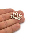 Lotus Flower Charm, 12 Antique Silver Plated Brass Lotus Flower Charms, With 1 Loop, Earrings, Findings (30mm) A1158 H0589