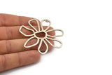 Silver Daisy Charm, 2 Antique Silver Plated Brass Daisy Charms With 1 Hole, Pendants, Earrings (54x1mm) D0646 H0999