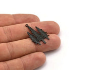 Black Tree Charm, 4 Oxidized Black Brass Tree Charms With 1 Loop, Pendant, Findings (30x21x1mm) N1090
