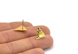 Gold Triangle Earring, 4 Gold Plated Brass Triangle Stud Earrings (13x1.5mm) N1816