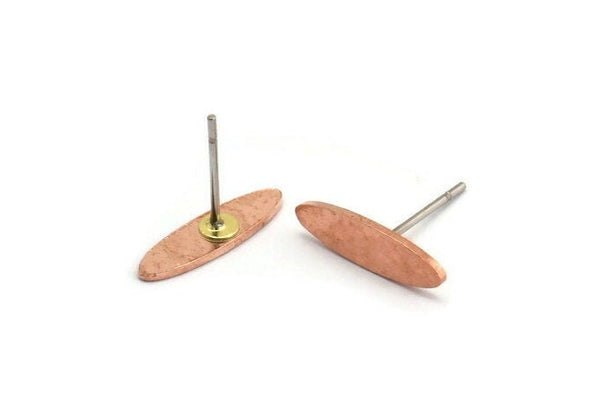 Copper Marquise Earring, 12 Raw Copper Oval Stud Earring, Stamping Blanks (14x4x0.80mm) M02762 A5455