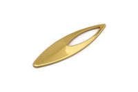 Gold Ellipse Charm, 4 Gold Plated Brass Ellipse Shape Charms, Findings (37x10x0.70mm) D0777