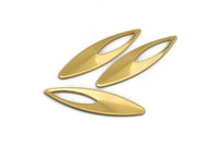 Gold Ellipse Charm, 4 Gold Plated Brass Ellipse Shape Charms, Findings (37x10x0.70mm) D0777