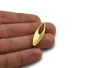 Gold Ellipse Charm, 4 Gold Plated Brass Ellipse Shape Charms, Findings (37x10x0.70mm) D0777
