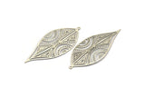 Silver Leaf Charm, 4 Antique Silver Plated Brass Leaf Charms With 1 Loop, Findings (58x25x0.40mm) D1663